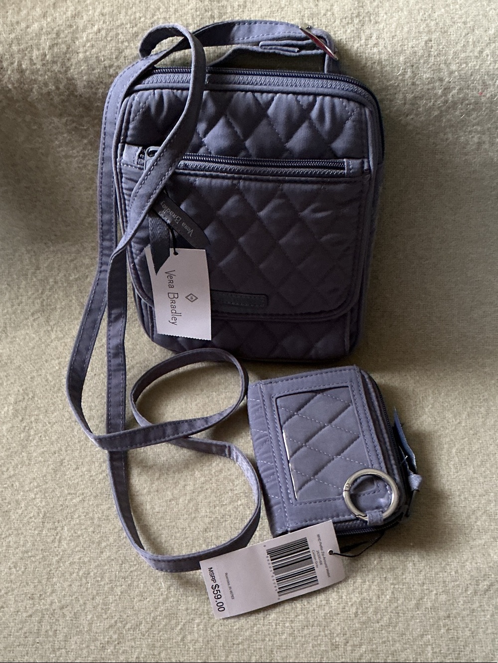 Vera Bradley Quilted Crossbody and Coin Wallet - Lavender